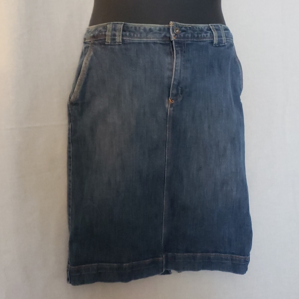 Liz Claiborne denim blue jean midi skirt size 10 uncut Y2K 00s